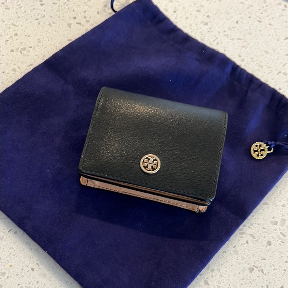 Tory Burch Black Key Card Holder Leather Compact